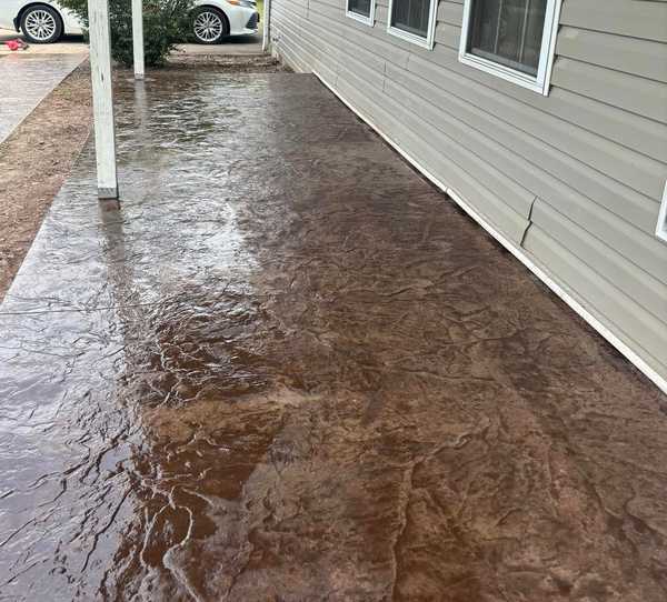 Concrete patio with stamped concrete finish in Columbia, MO